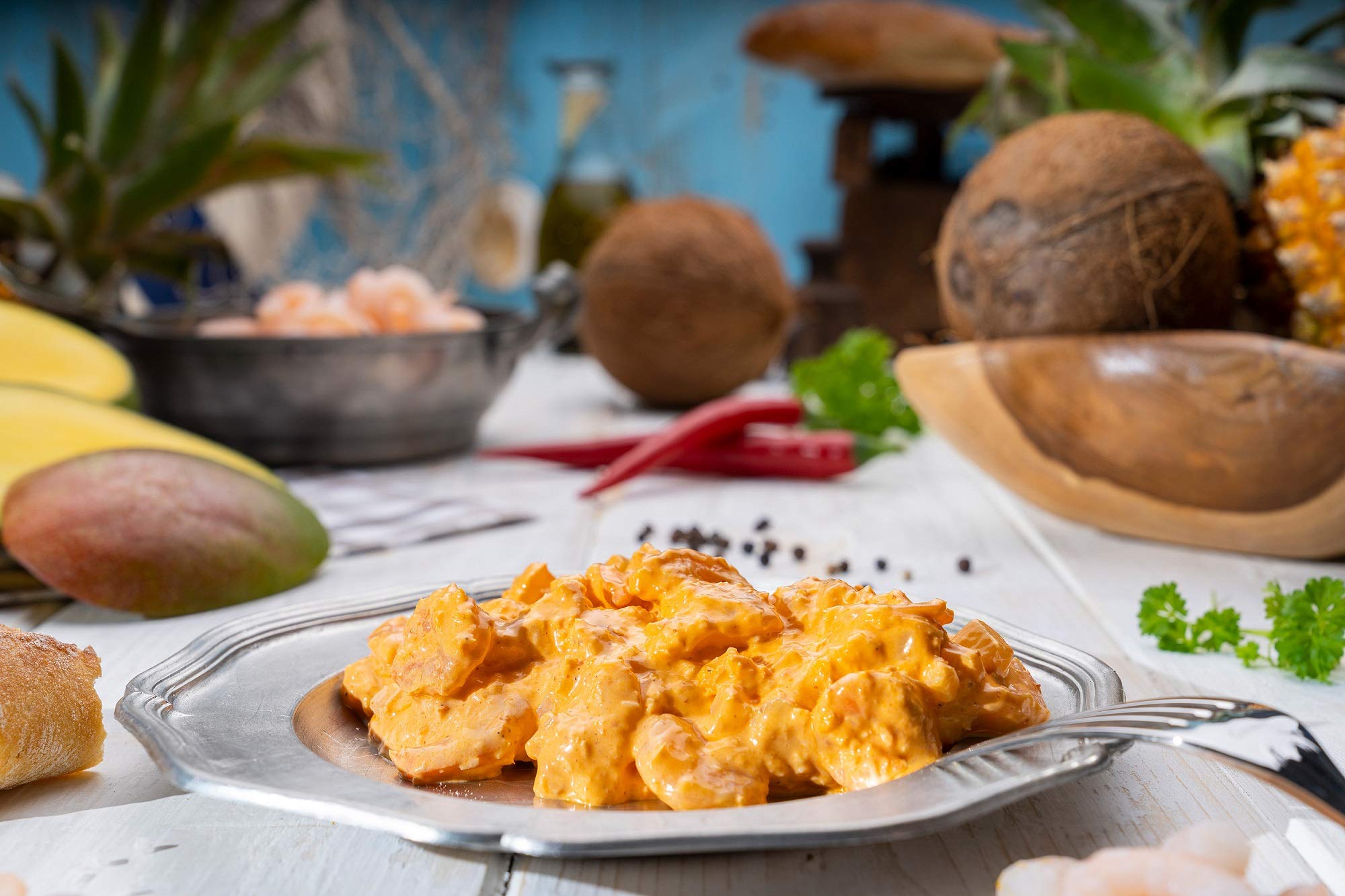 Klaassen Garnelensalat Mango-Cocos, in Handarbeit hergestellt, fruchtig süße Mango mit tropischen Kokosflocken, 500g