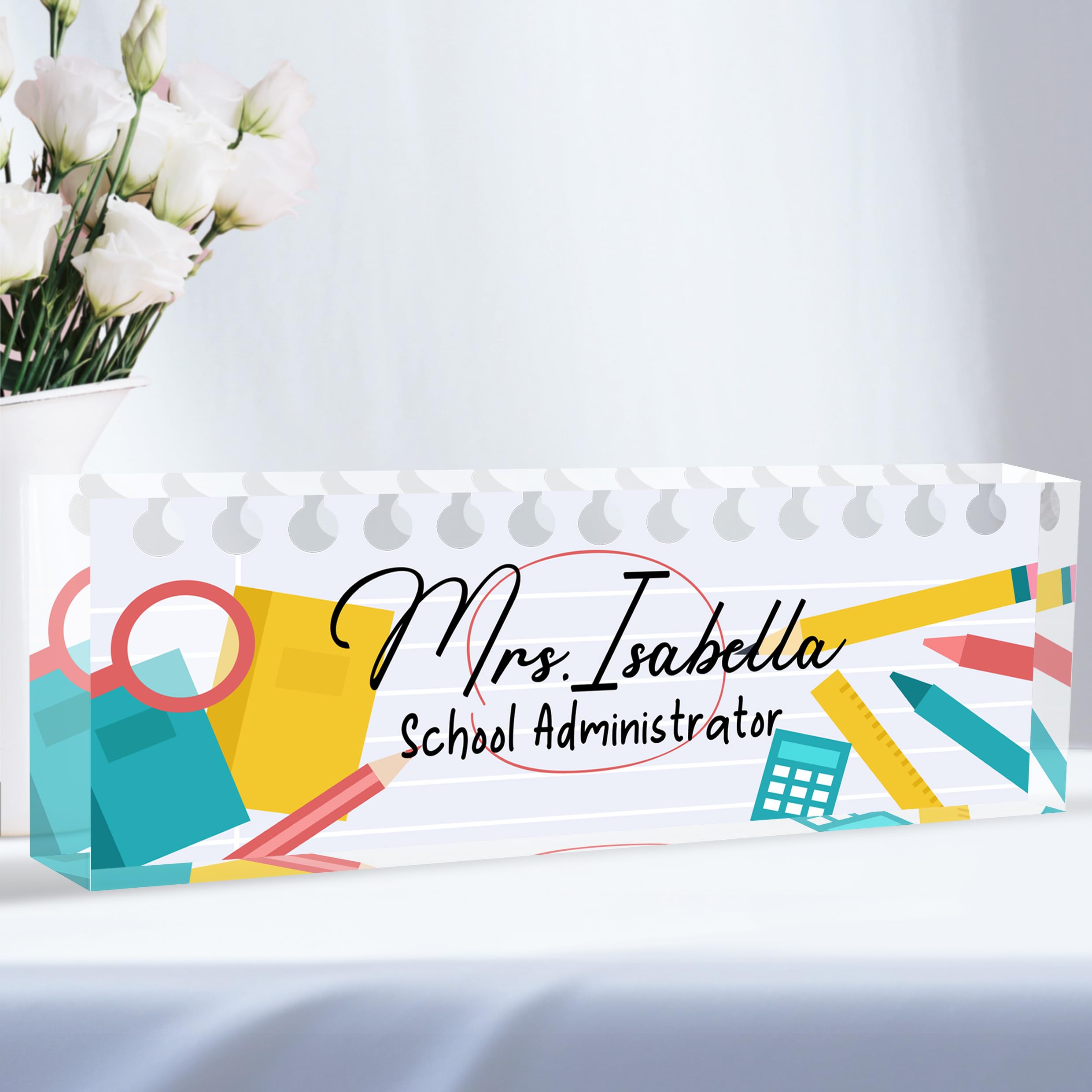 Custom Desk Name Plate Personalized, Acrylic Name Plates for Desk, Office Decor Personalized Gifts for Teacher Coworkers Boss Nurse Big Bang for