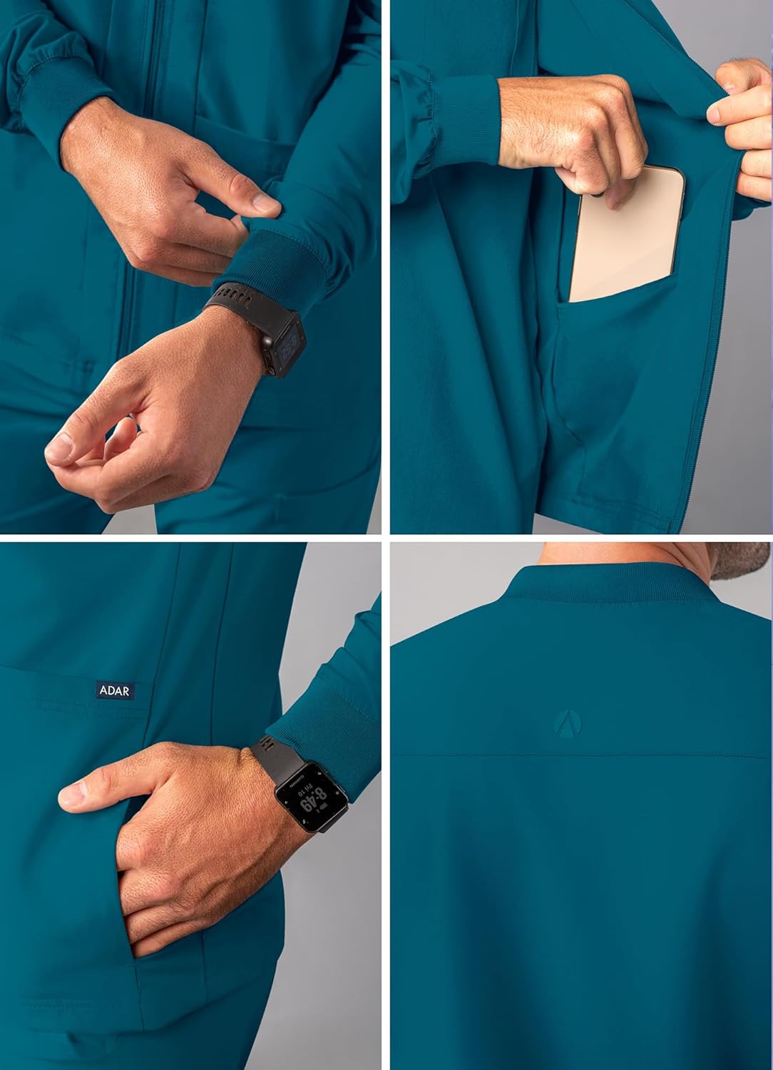 Adar Addition Scrubs for Men - Zippered Bomber Scrub Jacket - Image 4