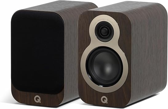 Q Acoustics 3010c Compact Bookshelf Speakers - Pair - 2-Way Reflex Enclosure Type, 4" Bass Driver, 0.9" Tweeter - Stereo/Passive Speakers for Home Theatre Sound System Claro Walnut