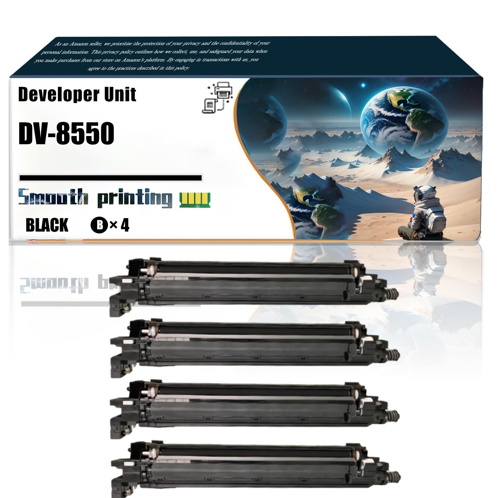 Replacement Parts Developer Unit DV-8550 Compatible with Kyocera TASKalfa 3552ci 3553ci 4002i 4003i 4052ci Printers, Contains Chip and Clear Printing (4 Pack Black)