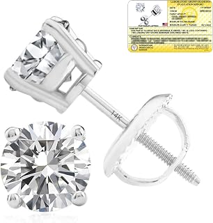 1/4-2 Carat IGI Certified Lab Grown Diamond Stud Earring | Solitaire Real Diamond Earrings for Women in I-J Color & SI1-SI2 Clarity | 14K Gold Diamond Studs with Secure Backs by MAX + STONE