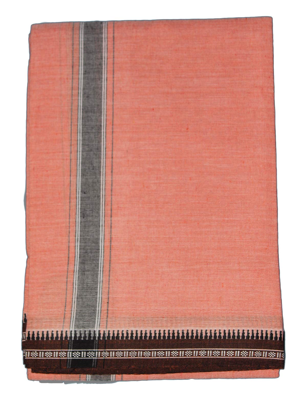 Prakasam Cotton Mens Single Colour Dhoti/Size : 1.28 X 2.00 Meter / 100% Cotton Single Mundu/Mens Cotton Dhoti (Orange)