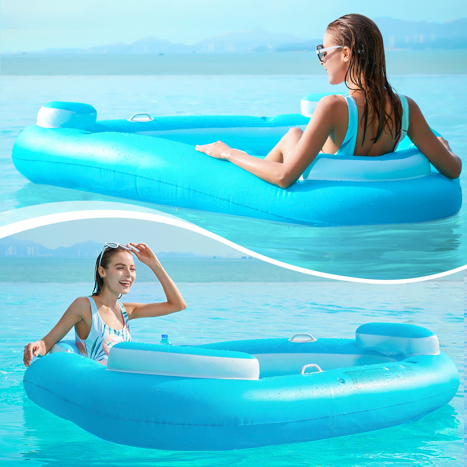 Jasonwell Floating Island Pool Float Inflatable Lake Float Pool Lounger Raft Water Float for