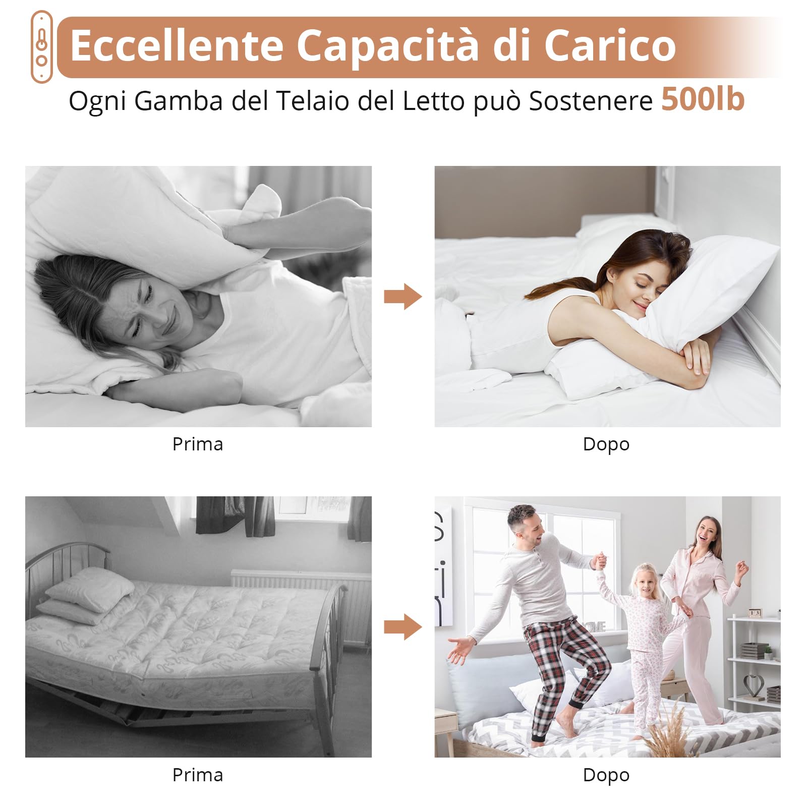 Kamtop 4 pz Piedi per Letto Piedini Regolabili da 18-32cm Gambe per Mobili in Acciaio Capacità di carico 500 lb Protezione e Stabilità per Mobili Gambe per Letto Tavolo Divani Nero