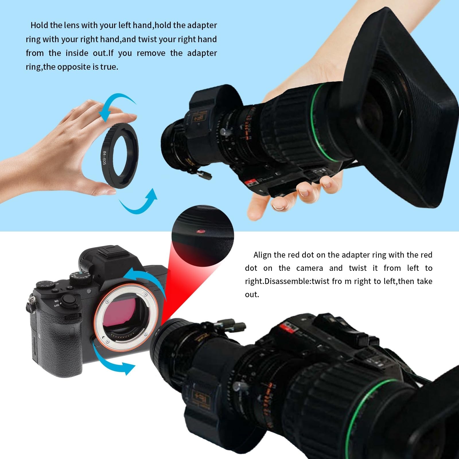 Canon B4レンズ J8x6B 6-48mm F1.7 + MFTアダプター Amazon.com : B4 Lens to EF Lens Adapter Compatible with B4 2/3