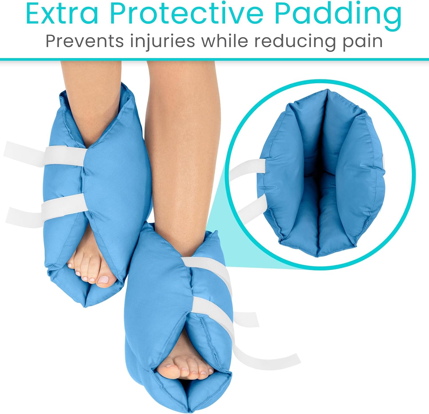 Xtra-Comfort Heel Protector Cushion (Pair) - Foot Boot for Swollen Feet, Sore Ankles, Pressure Ulcers, Sleeping and Recovering Post Surgery - Elevator Leg Rest Protection for Pain Relief - Washable