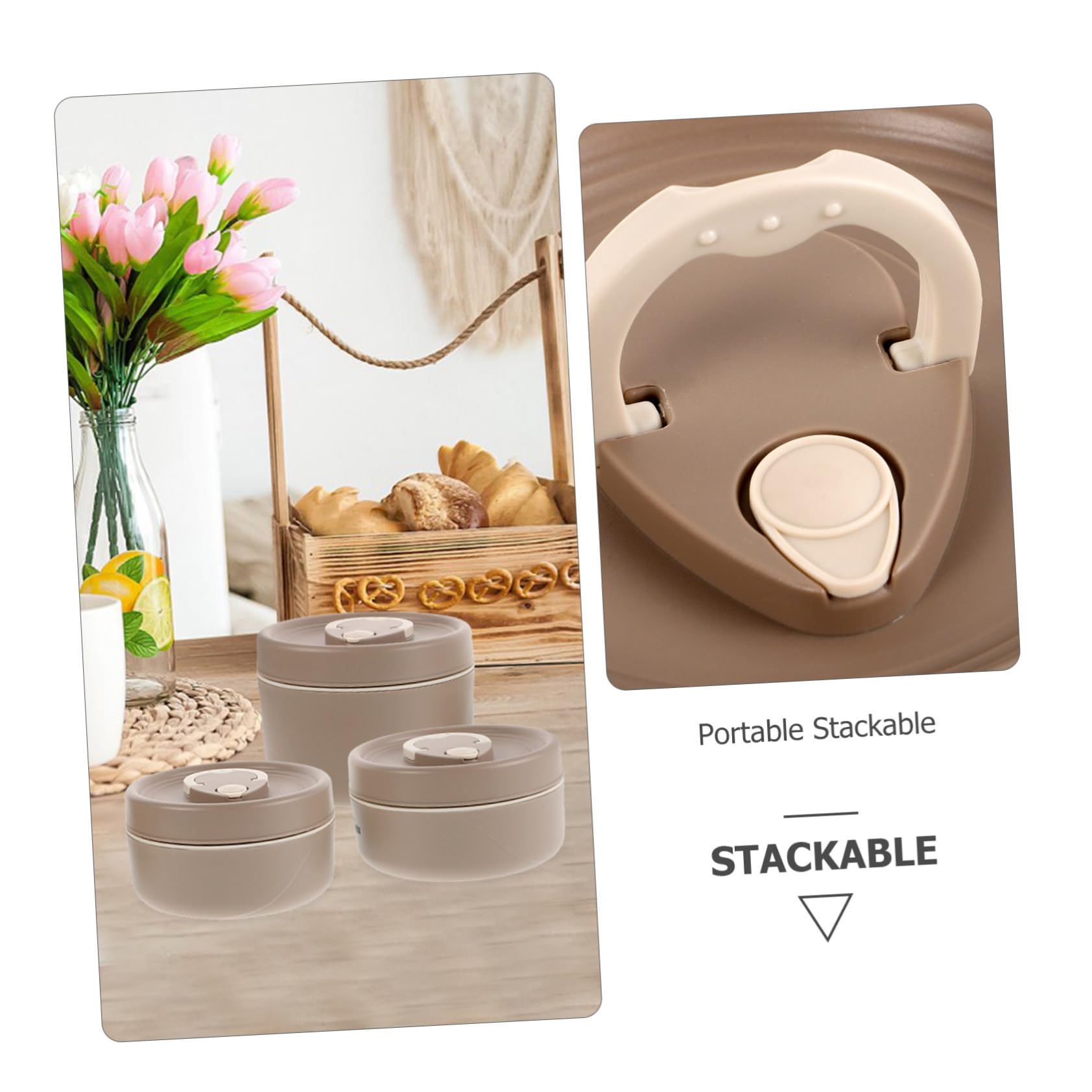 Boîtes À Lunch À 3 Compartiments En Acier Inoxydable De Style Portables Étanches