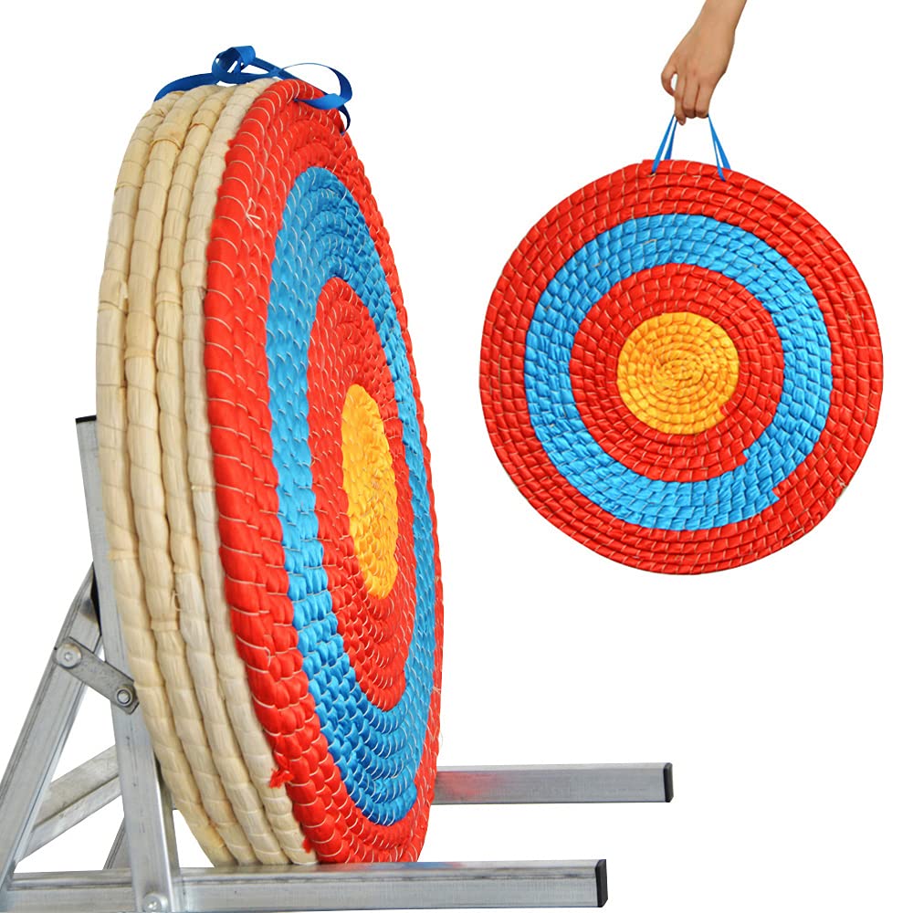 Archery Traditional Solid Straw Target Round Arrow Target Coloured Rope Layer 55cm Diameter for Shooting Practice Bows Darts (Four Layer)