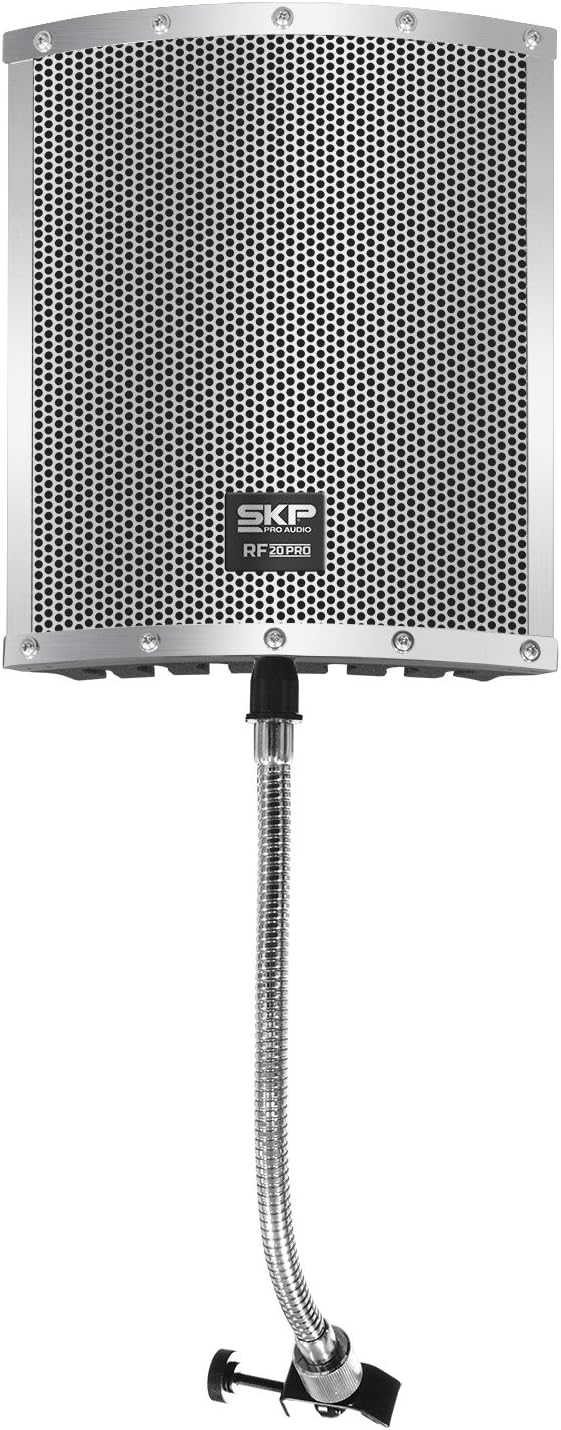 RF-20 Studio Microphone Reflection Filter Isolation Shield Absorber Filter Vocal Isolation Booth with Lightweight Aluminum Panel, Thick Soundproofing Foams for Mic Stand