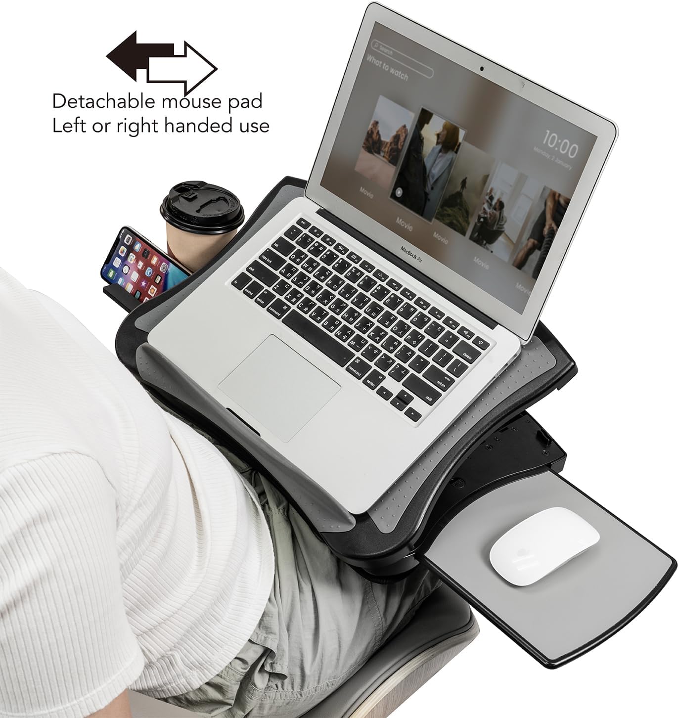 EHO Portable Lap Desk with Cushion, Detachable Mouse Pad Tray and Phone Holder, Adjustable Laptop Stand with 5 Angles, for Home, Office, Sofa, Bed image 9 of 9 B0DCZCS6G4