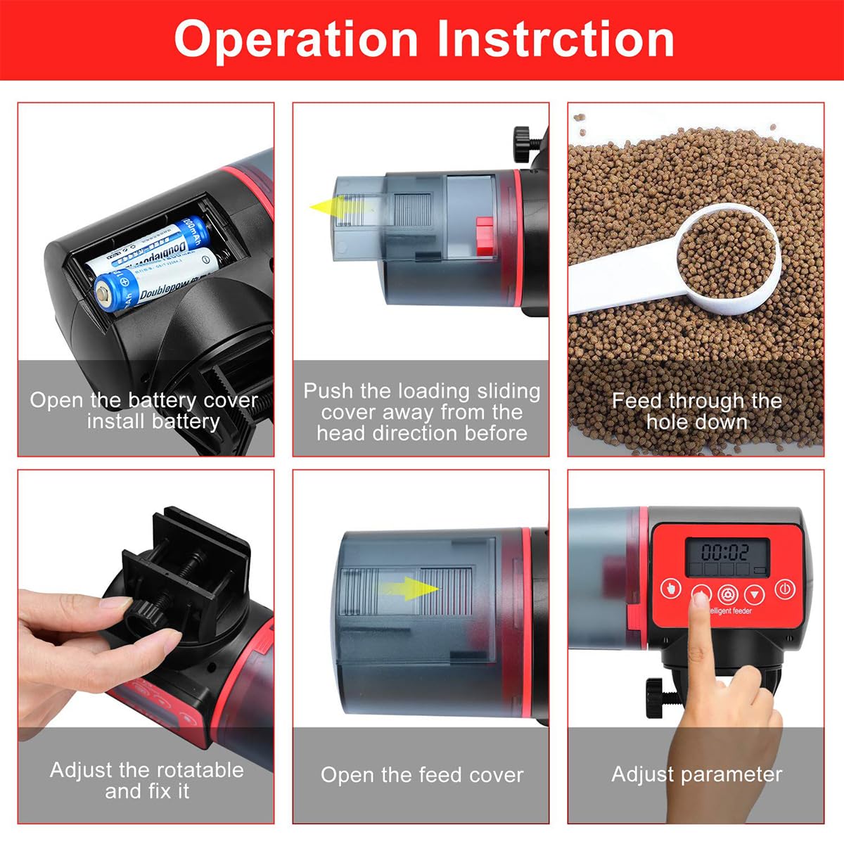 Amazon | 魚自動給餌器 餌やり器 4段時間設定 多回転数設定 200ml大