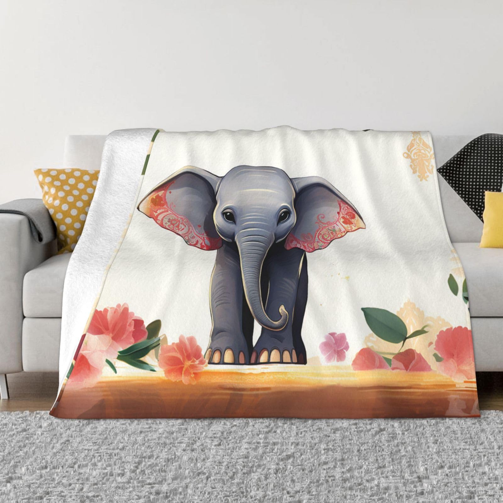 Couverture éléphant micropolaire ultra douce et légère pour lit toutes saisons