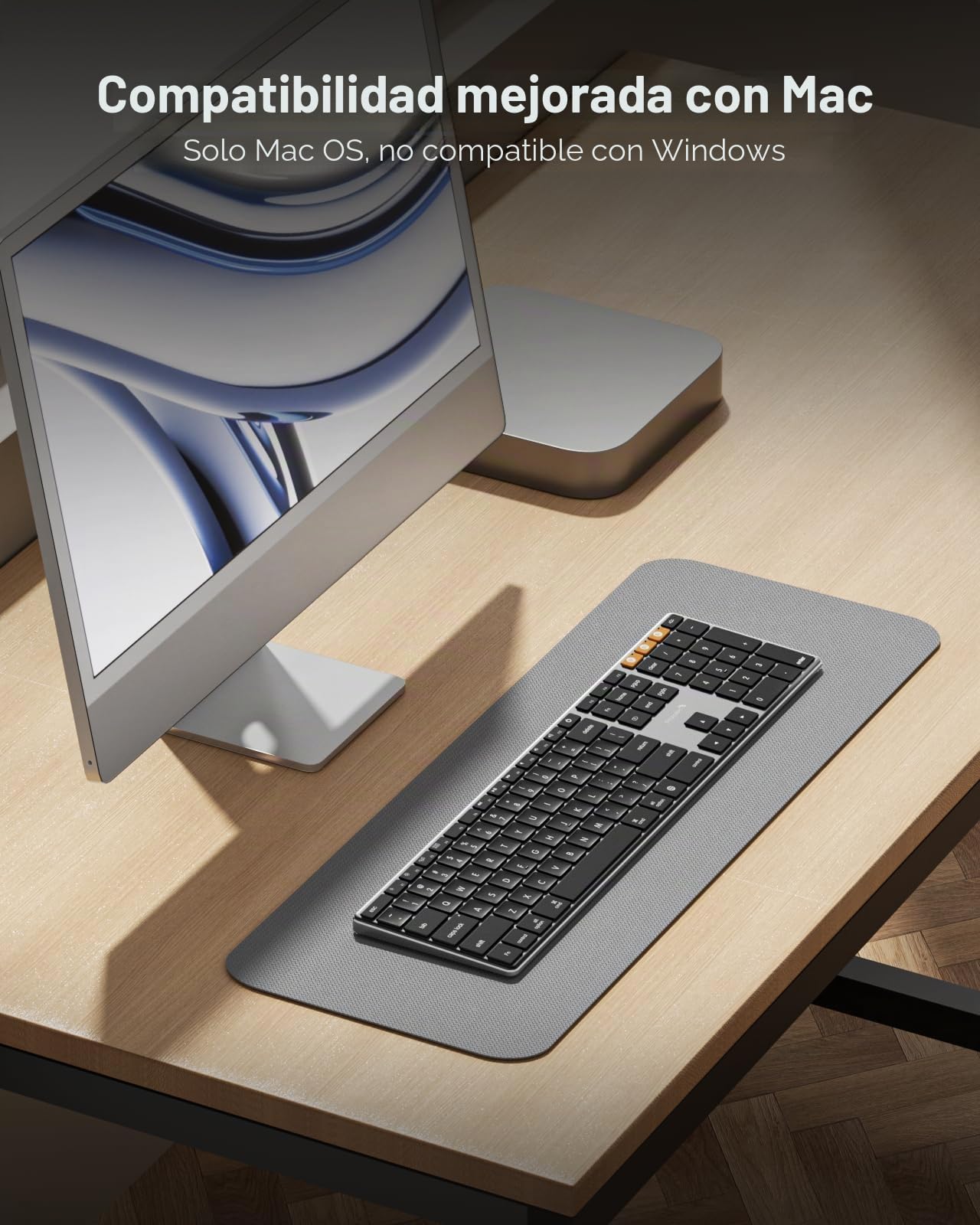 ProtoArc Teclado inalámbrico retroiluminado para Mac, teclado Bluetooth de aluminio K110-A, multidispositivo, perfil bajo, escritura silenciosa fluida, recargable, para MacBook Pro/Air, Mac mini, iPad