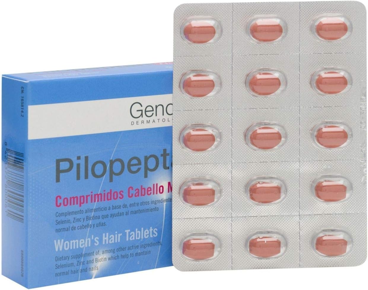 Genov* Pilopeptan Woman 30 Tablets - Hair Regrowth Treatment - Stop Hair Loss - Nail and Hair Treatment - Enriched with Vitamins - Spain