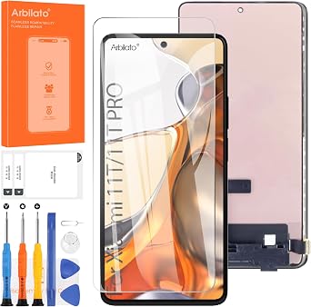 OLED Screen for Xiaomi 11T Screen Replacement for Xiaomi 11T Pro LCD Screen for Xiaomi 11T 5G Touch Display Digitizer Assembly 21081111RG Repair Parts with Fingerprint Function Black No Frame