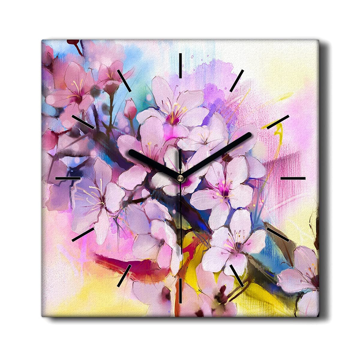 Horloge sur toile fleurs nature pour instaurer le calme dans votre salon