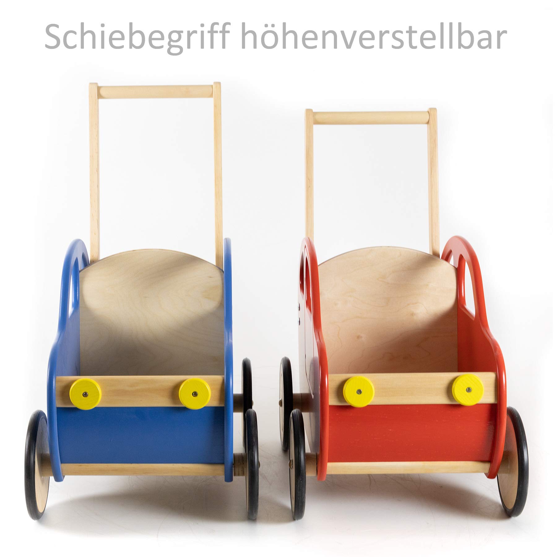 Lauflernwagen Holz Auto Baby Laufwagen Griff höhenverstellbar Farbe Auswahl (Blau)