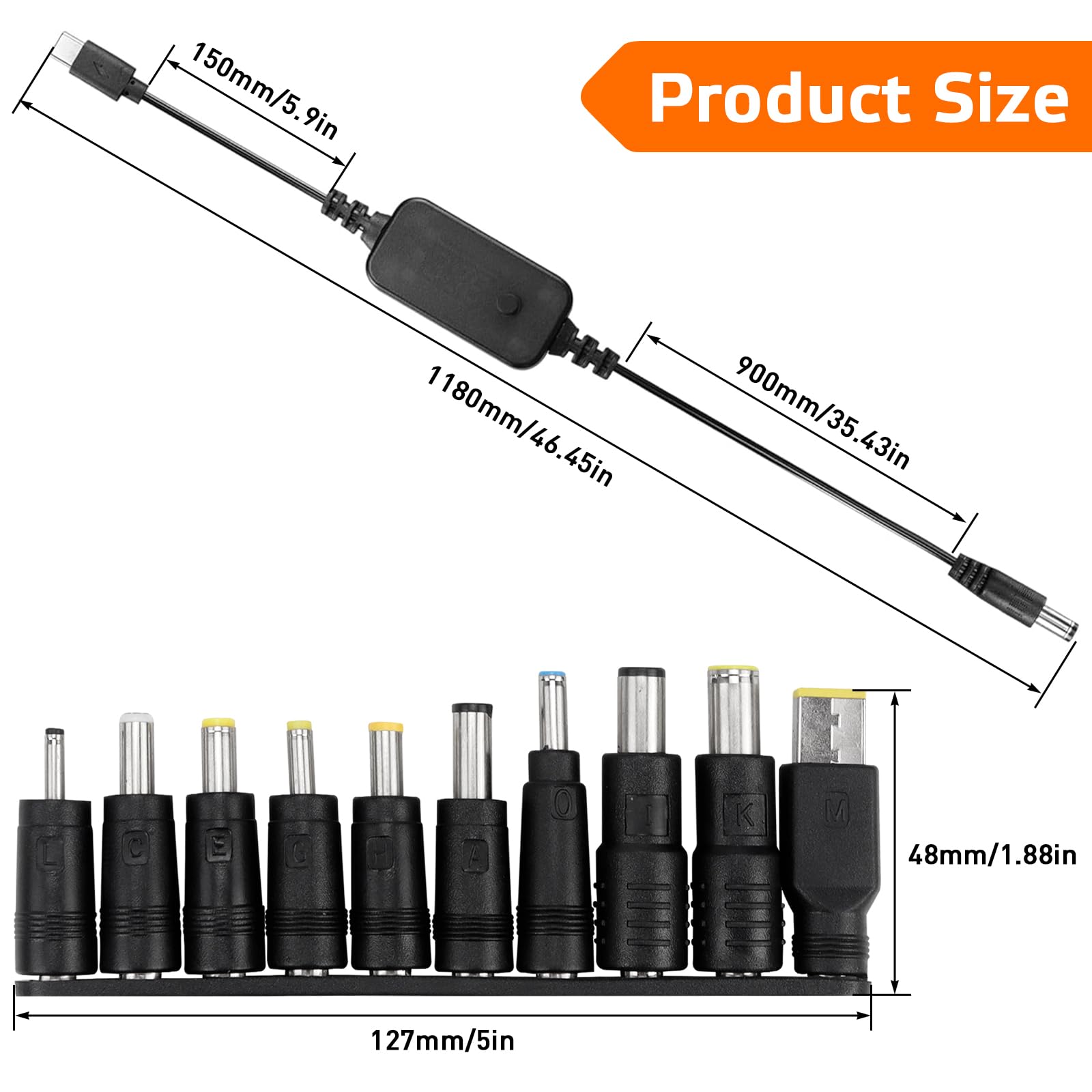 Adattatore Da PD A DC Con 10 Connettori | Tensione Regolabile 5V-20V | Per Router, Modem E Laptop | Ricarica Rapida USB-C