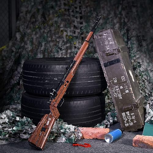 Miniatura 2 de ZOSTER 98K Blasters Kit de construcción militar simple doble simulación de tiro modelo de arma mecánica (1025 piezas) 107 x 10.5 x 8.5 c