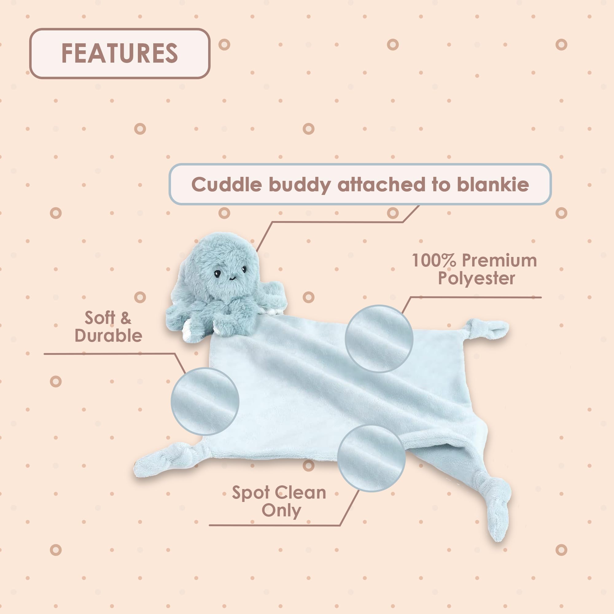 MON AMI Oda the Octopus Security Blanket 13.5"/34cms, Oda Octopus - Image 3