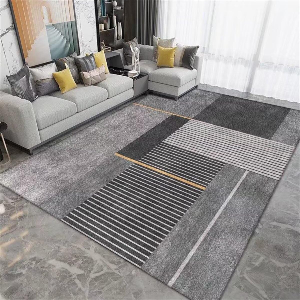 Tapis de chambre décoration ligne simple grand tapis de salon gris 180X280