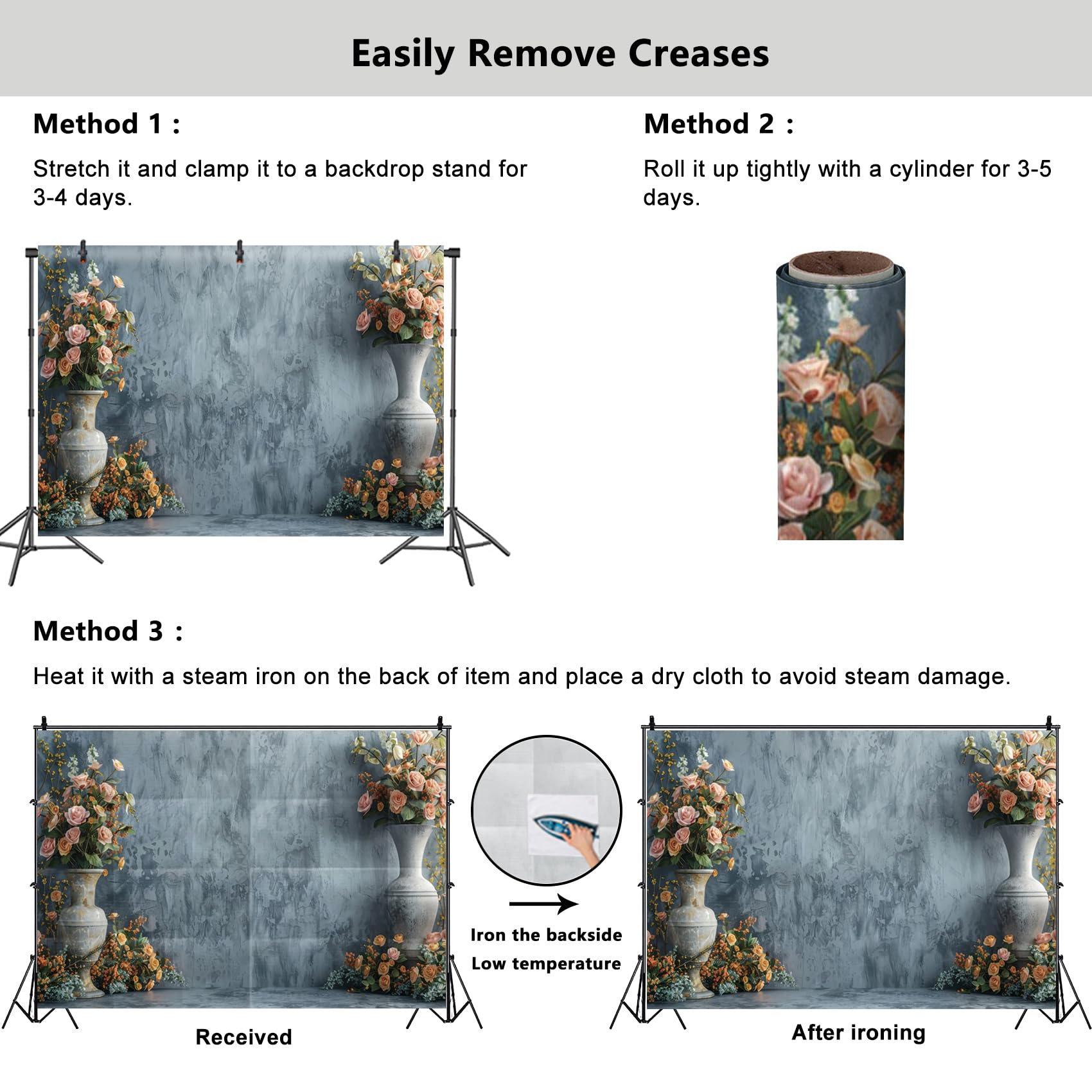 YongFoto Elegant Retro Bloom Flower Wall Backdrop 7x5ft Spring Green Plant Climbing Vines Floral Photography Background Bridal Shower Wedding Party Banner Room Decor Portraits Photoshoot Wallpaper