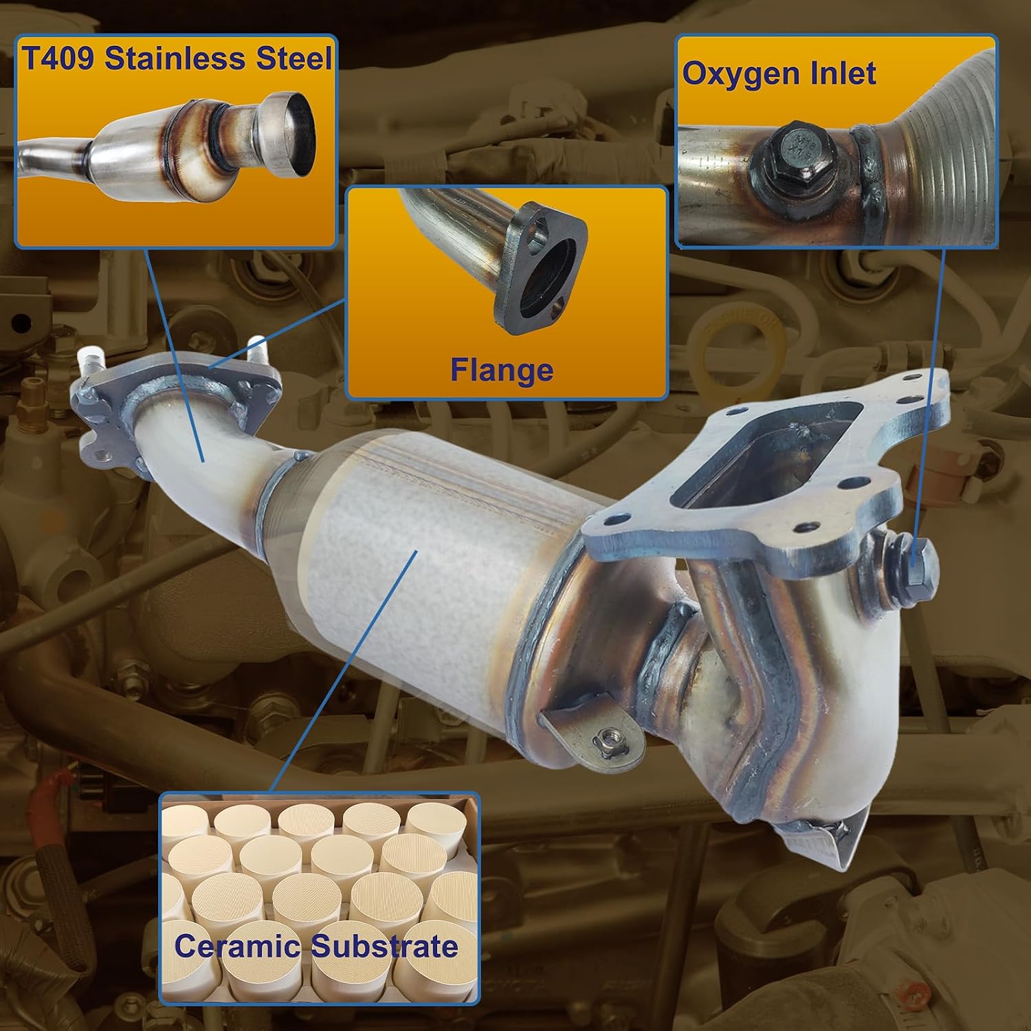 Front Catalytic Converter Compatible with 2013-2017 Honda Accord, 2015-2019 Honda CR-V CRV, 2015-2020 Acura TLX 2.4L l4 Catalytic Convertor (EPA Compliant)