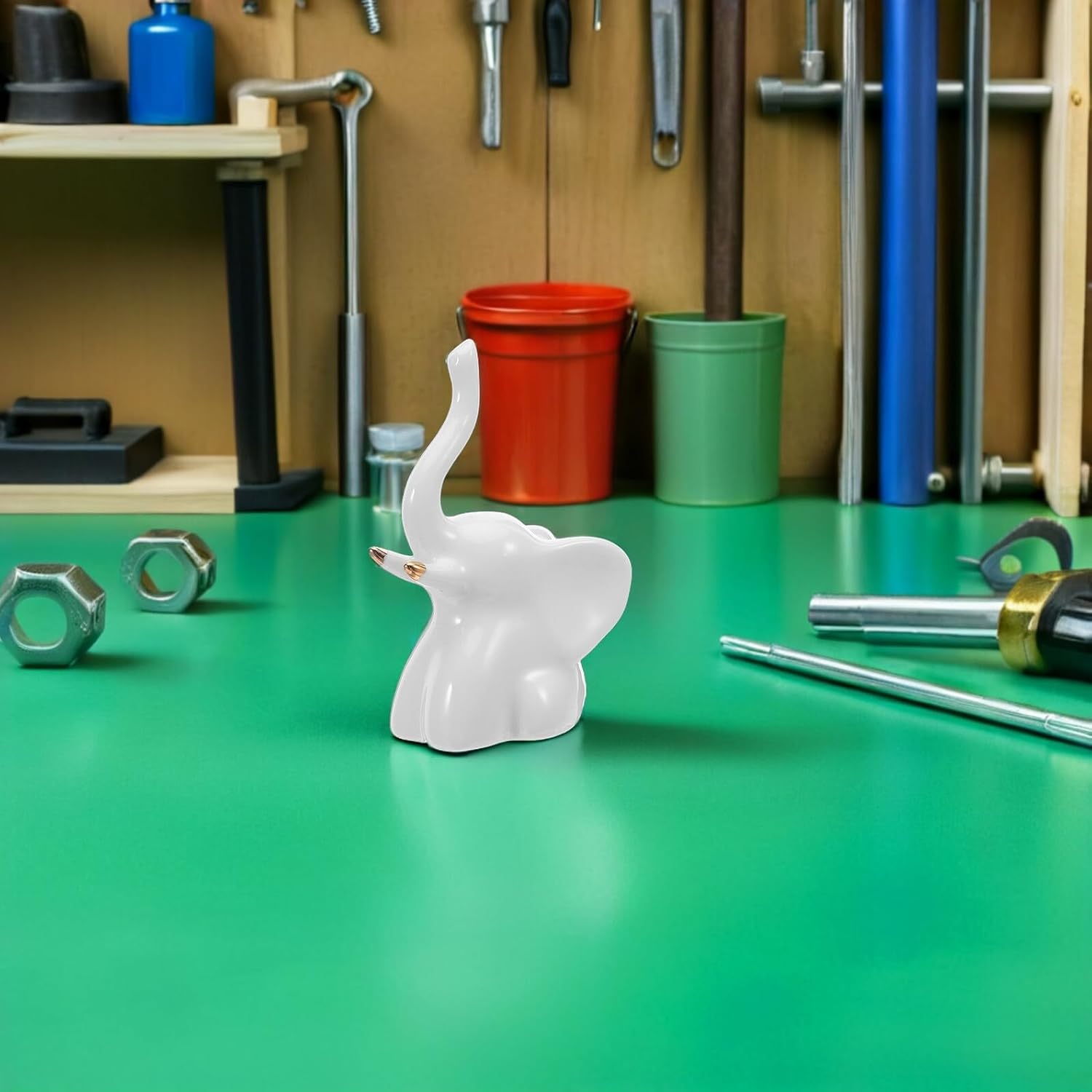 Ciieeo 4pcs Ceramic Elephant Toilet Bolt Caps Decorative White Animal Toilet Bowl Bolt Covers Floor Screw Covers for Bathroom Seat Installation Accessories