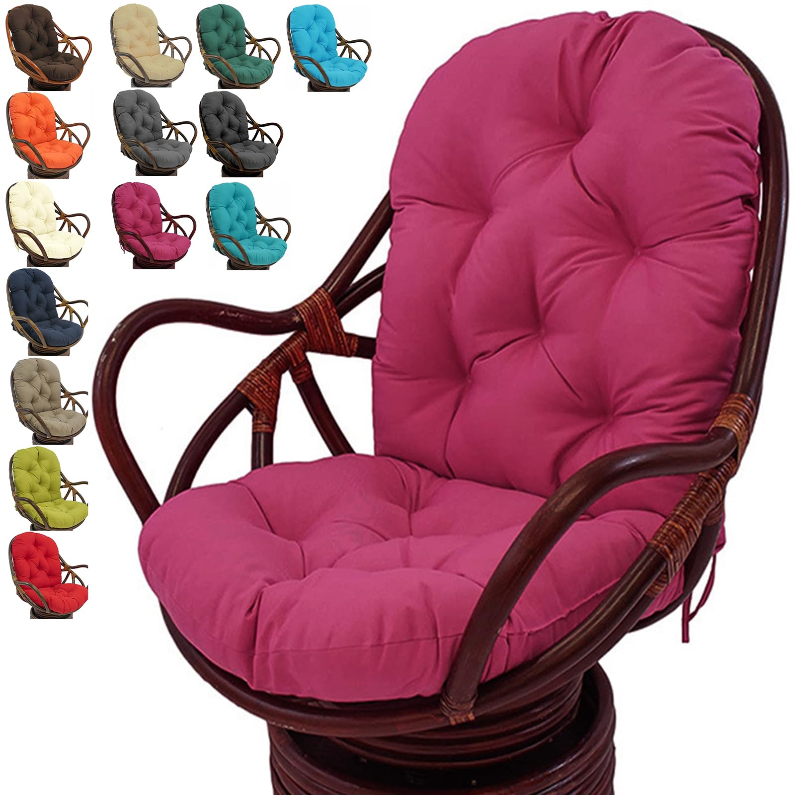 FUYAO Outdoor Swivel Rocker Cushion, Waterproof Improved Comfy Hammocks Papasan Chair Cushion, Rocking Chair Cushion Tufted High Back, For Rattan Swing Wicker Rattan Egg Chair