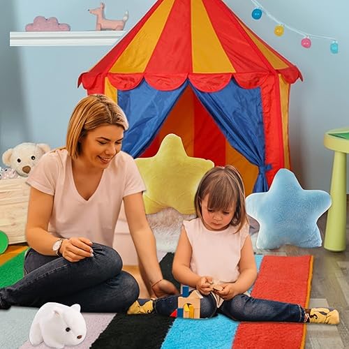 Miniatura 6 de Almohada de estrella de felpa suave en forma de estrella, cojín relleno de juguete, amarillo, 15.7 pulgadas