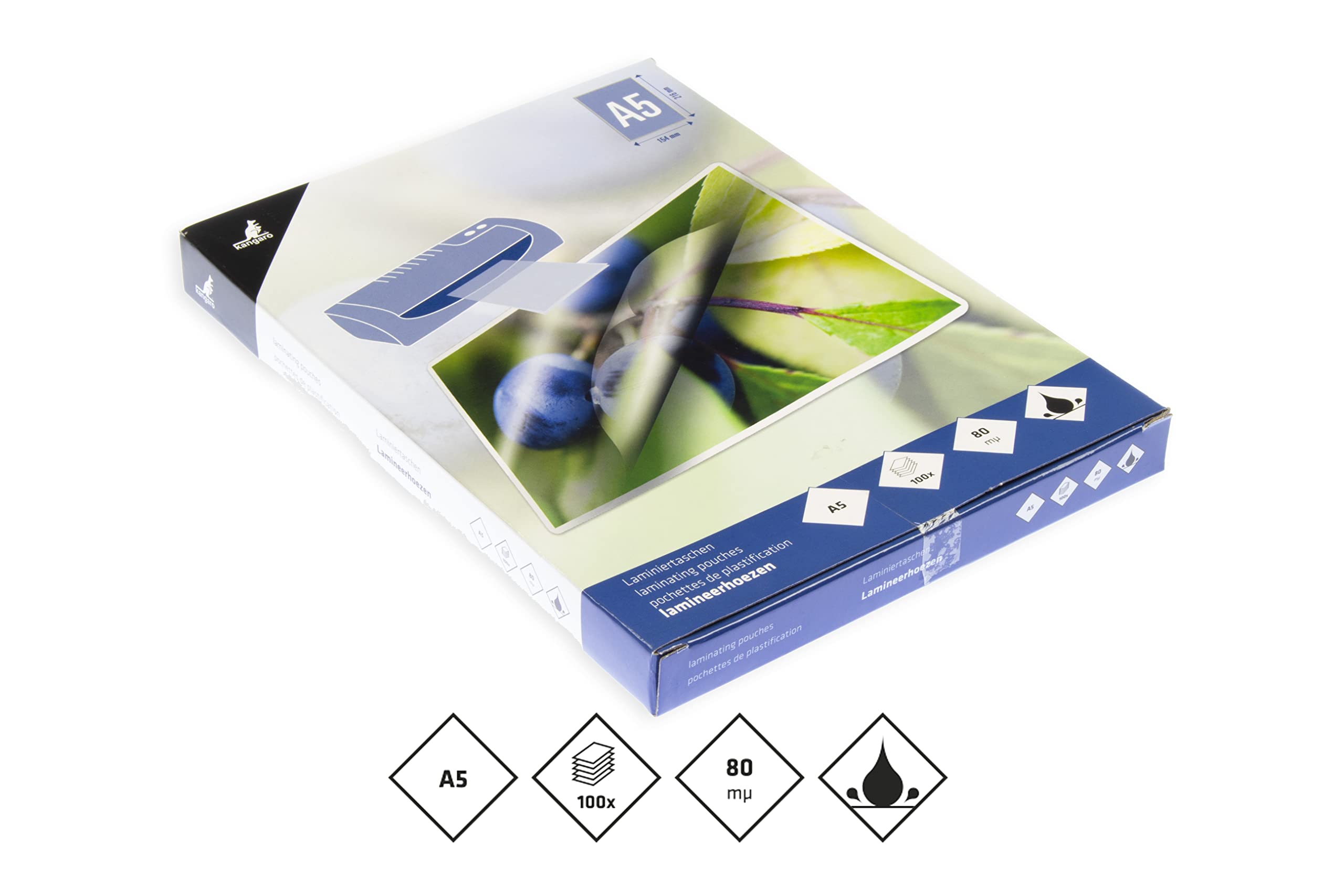 Kangaro Laminating Film A5 154 x 216 mm 80 Micron 100 Sheets, black - Image 2