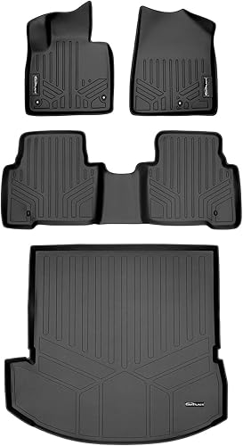 Miniatura 1 de MAXLINER Juego de alfombrillas de 2 filas y forro de carga detrás de la segunda fila, color negro para Hyundai Santa Fe 2013-2018 con asiento de