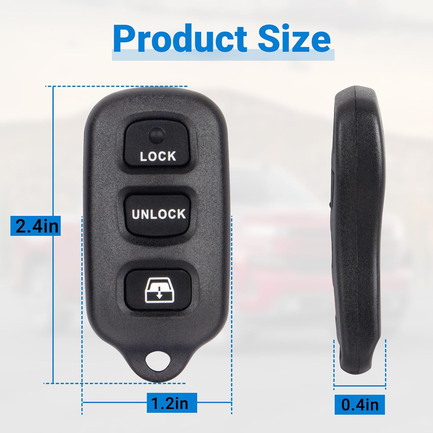 Car Key Fob Replacement Compatible with 1999-2009 Toyota 4Runner / 2001-2007 Toyota Sequoia Keyless Entry Remote Control FCC ID HYQ12BBX HYQ12BAN HYQ1512Y (2-Pack)