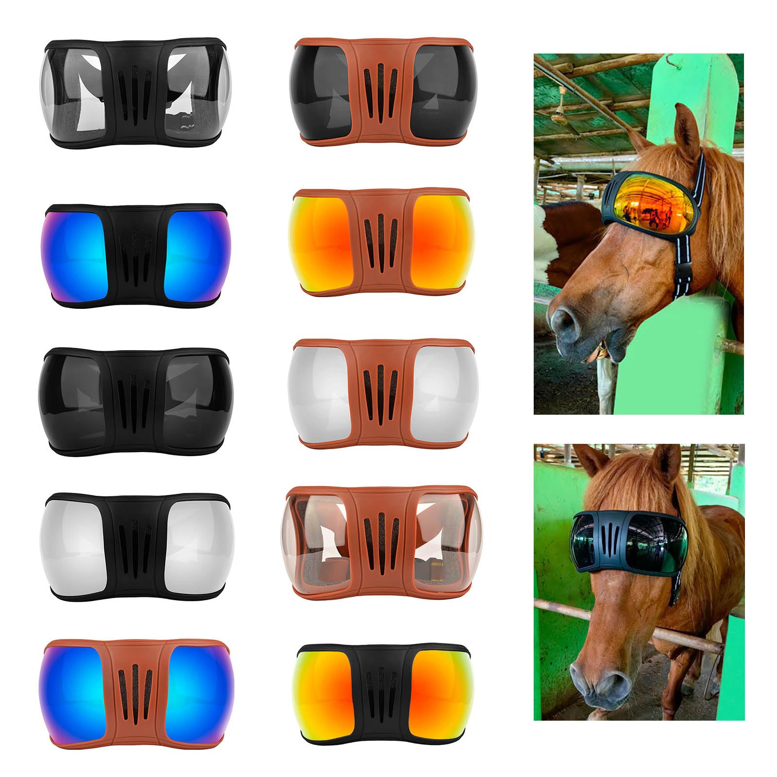 Gafas de protección ocular para caballos resistentes al viento con correa ajustable para entornos al aire libre, gafas de sol para mascotas