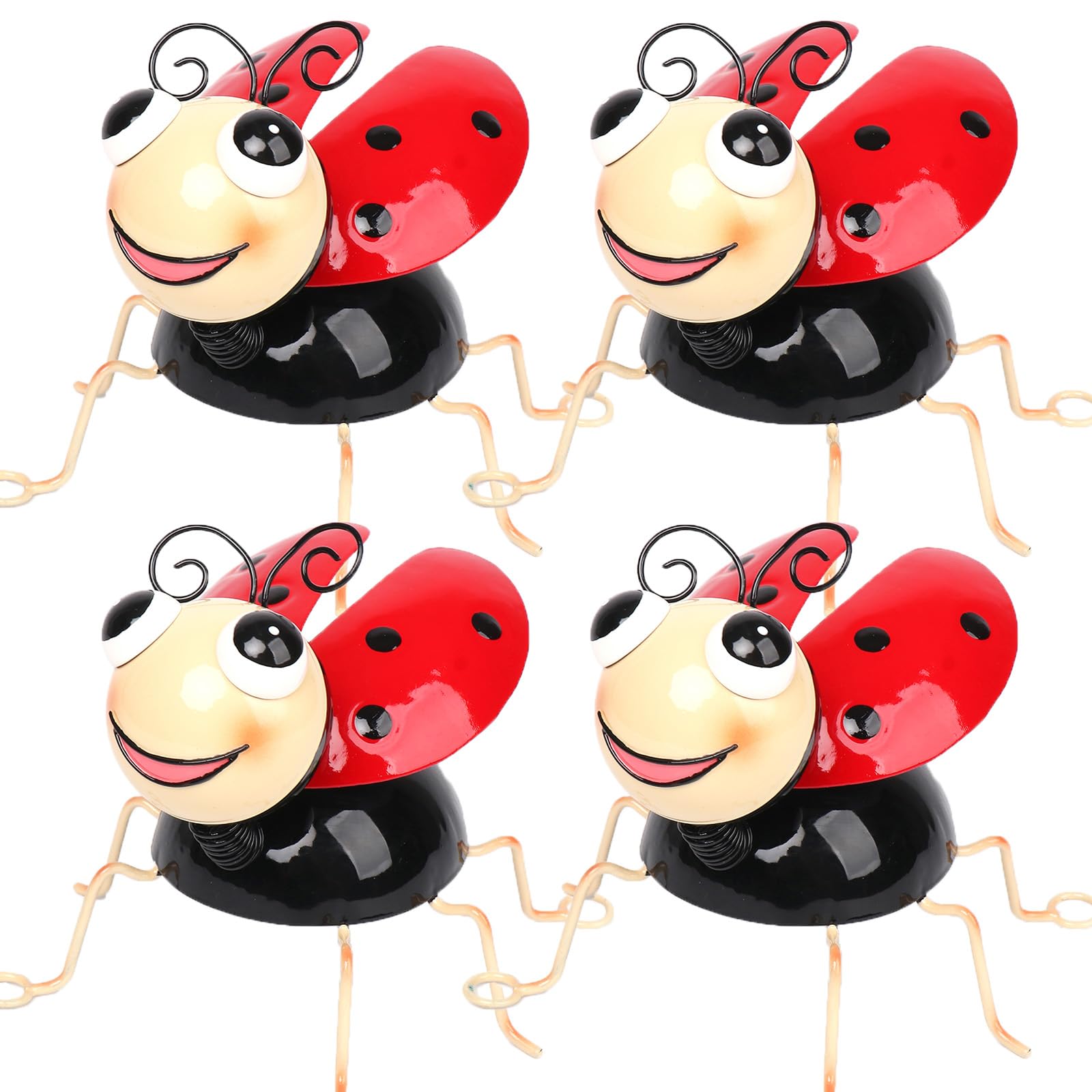 Cruis Cuka Metal Yard Art Garden Decor for Outside Cute Red Ladybugs Lawn Patio Ornaments Backyard Decorations Garden Gifts for Mom - Set of 4