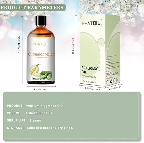 Miniatura 6 de Aceites de fragancia de pepino y melón PHATOIL 3.38 FL. OZ para aromaterapia, aceites esenciales para difusores para el hogar, perfectos para