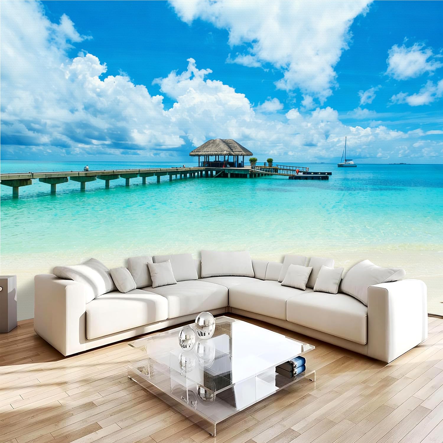 Poster Mural Océan Maldives pour Évader Votre Chambre | 200x140 cm