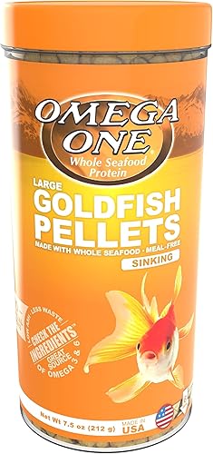 Omega One Pellets de pez dorado, hundimiento, pellets grandes de 0.236 in, 7.5 oz