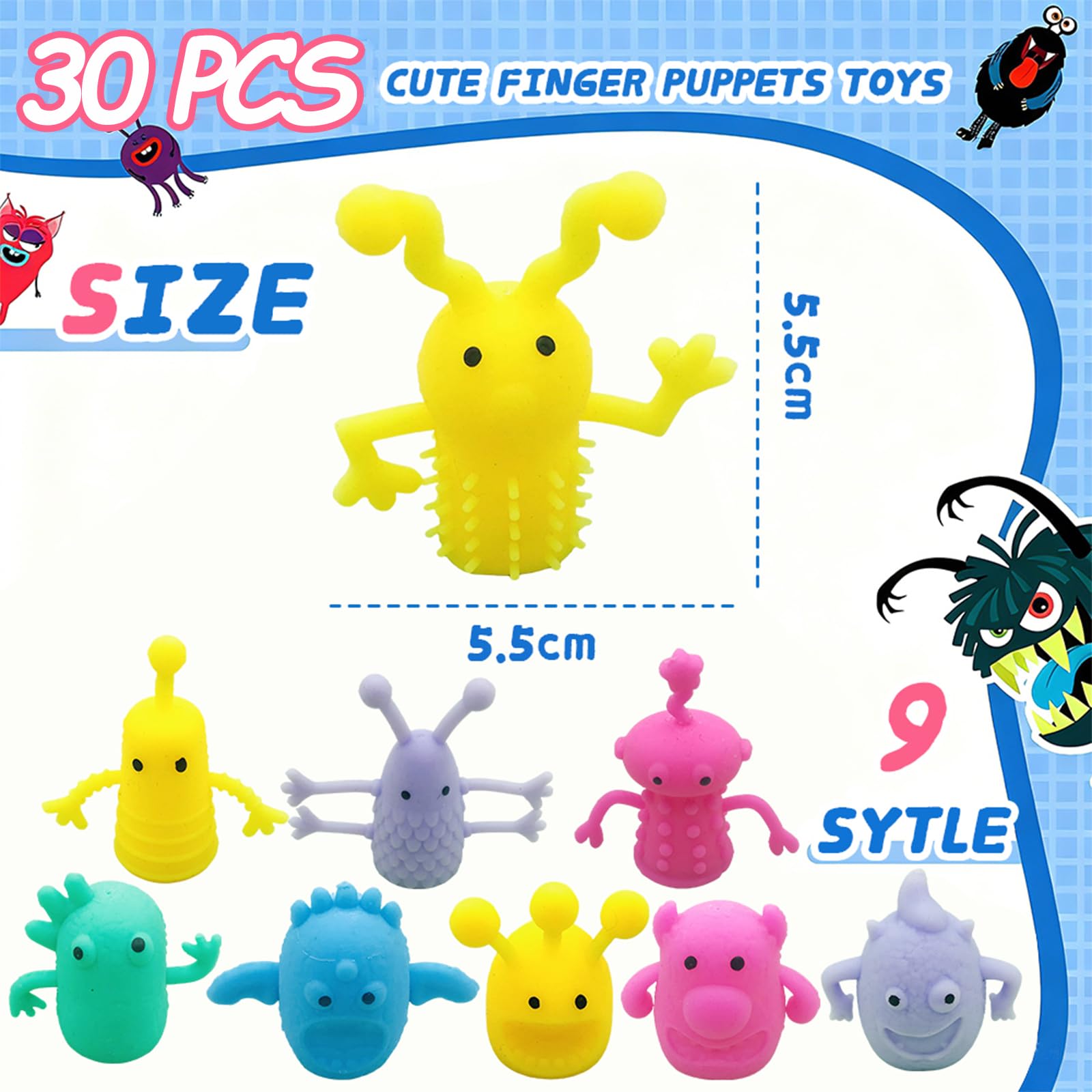 30pcs Bambole da Dito, Marionette da Dito per Mostro Occhio Marionette da Dito, Perfetto per Festival, Festa di Cosplay, Festa di Pasqua, Colore casuale