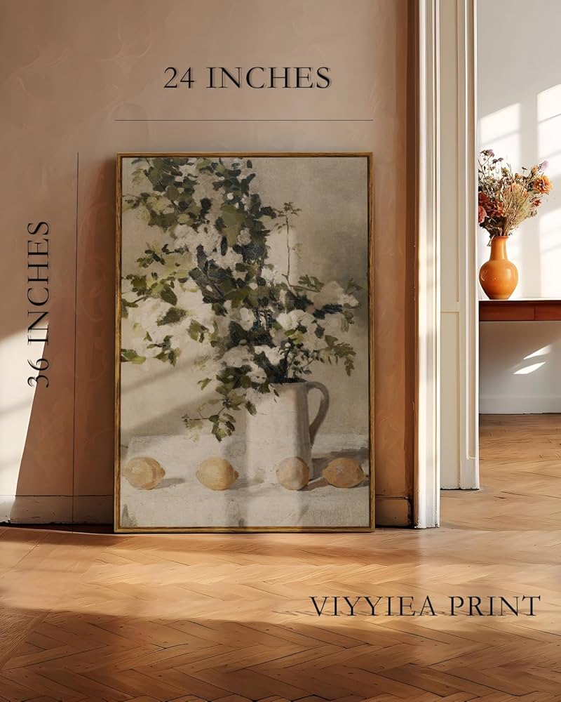 Amazon.com: VIYYIEA Vintage Floral Large Framed Wall Art