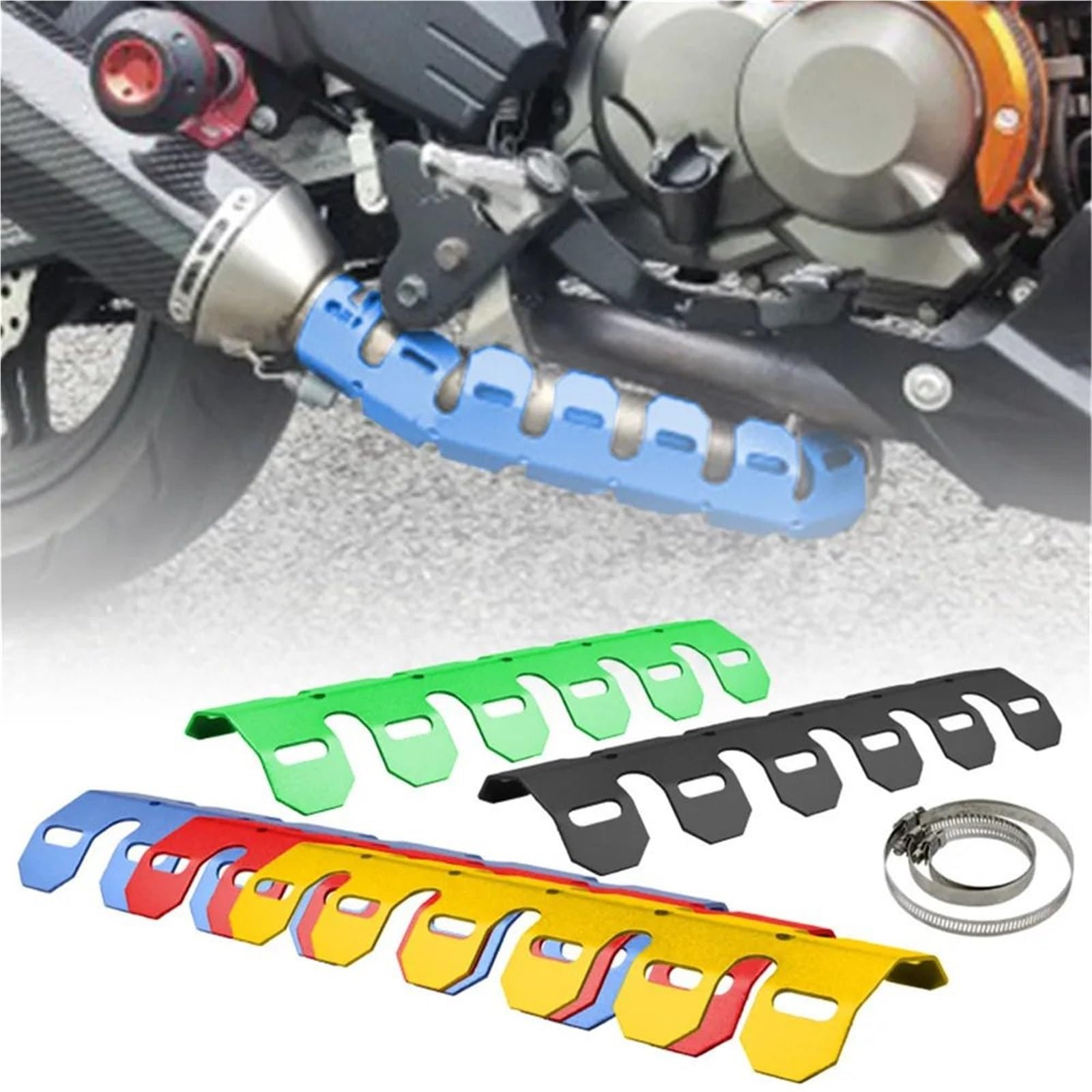 Osłona termiczna tłumika motocyklowego pasuje do Hondy, pasuje do Yamahy, pasuje do Suzuki, pasuje do Kawasaki, pasuje do KTM, pasuje do BMW Osłona termiczna wydechu(Black)