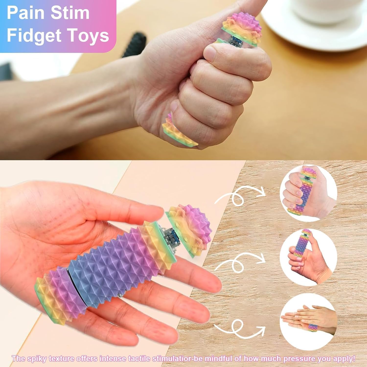 2 Pezzi Fidget Toys Antistress A Rullo Arcobaleno Con Punte Morbide &ndash; Per Adulti E Bambini Con ADHD, Autismo, Viaggi E Relax Sensoriale