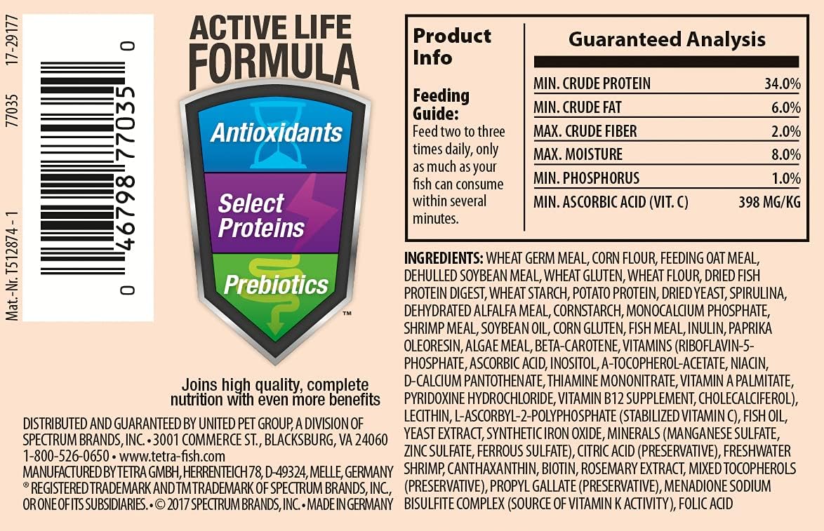 Tetra Goldfish Variety Pellets 1.87 Ounce, Balanced Diet, Clear Water Formula : Pet Food : Pet Supplies
