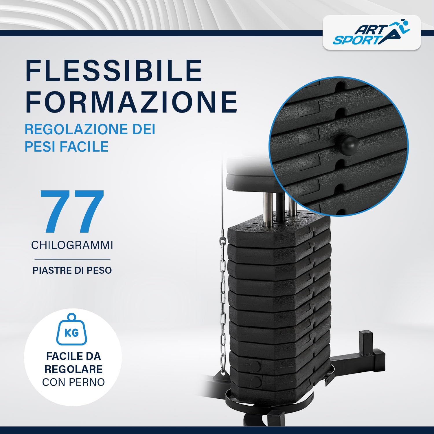 ArtSport Stazione Multifunzione ProfiGym 3000 con 14 Pesi, 77 kg - Bicipiti, Lat Machine, Butterfly, Pressa Petto & Gambe - Home Gym - Nero