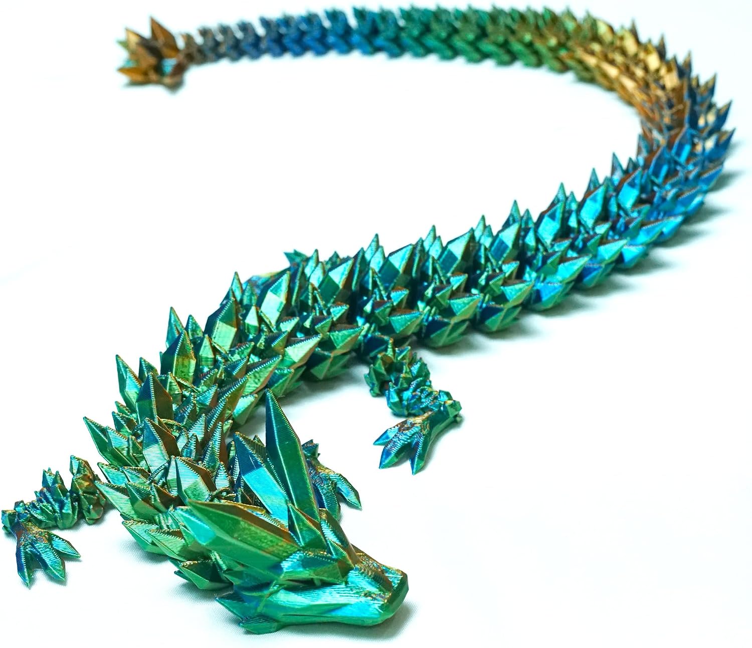 20inch 3D Printed Crystal Dragon Fidget Toys,Flexible Joint Animal lacertid Figurines, Home Decoration Figurine Ornaments, Halloween Basket Filling Stuff, Surprise Fantasy Gifts (19.69inch)