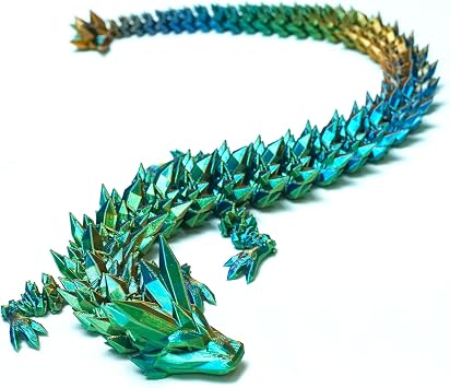 20inch 3D Printed Crystal Dragon Fidget Toys,Flexible Joint Animal lacertid Figurines, Home Decoration Figurine Ornaments, Halloween Basket Filling Stuff, Surprise Fantasy Gifts 19.69inch