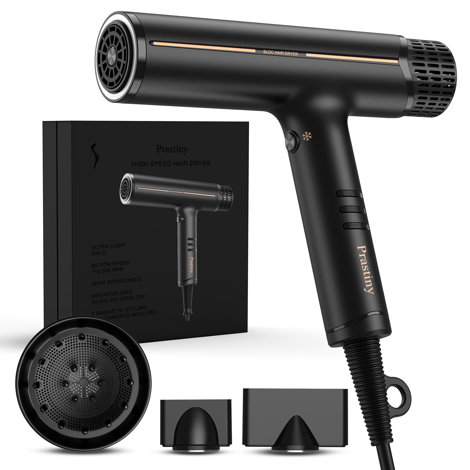 Ionic Hair Dryer with Diffuser, Fast Drying Low-Noise Blow
