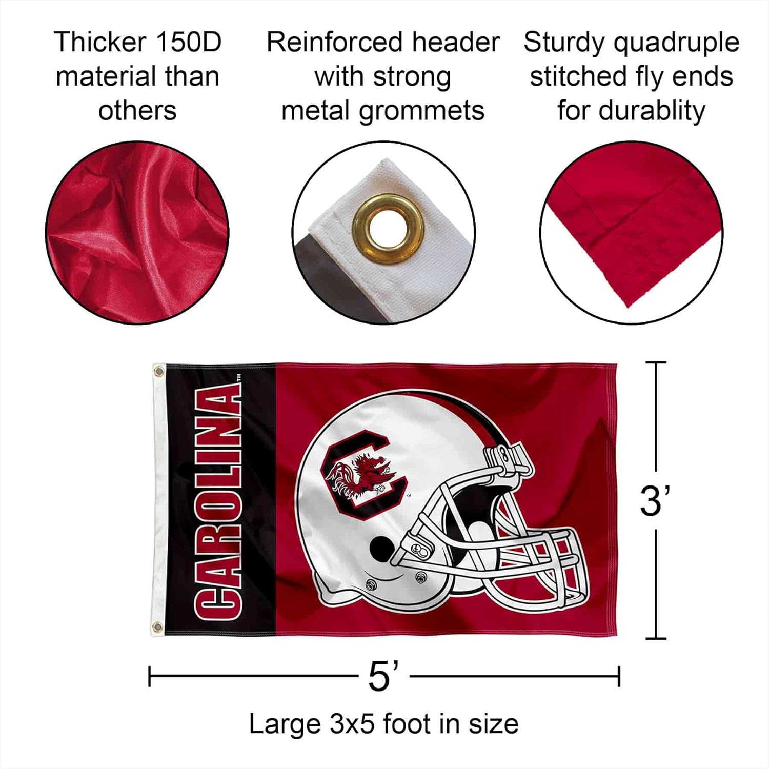 USC Gamecocks Large Football Helmet 3x5 College Flag