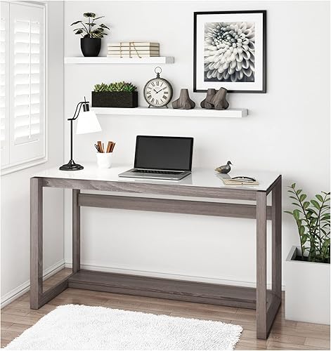 Miniatura 6 de Whalen Cecile - Escritorio de escritura de 48 pulgadas de ancho, color blanco y roble verde fósil